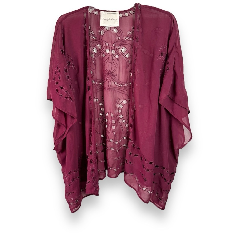 Beautiful Stories burgundy kimono